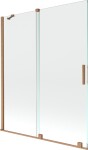 MEXEN/S - Velar Dvojkrídlová posuvná vaňová zástena 140 x 150, transparent, kartáčovaná meď 896-140-000-01-65