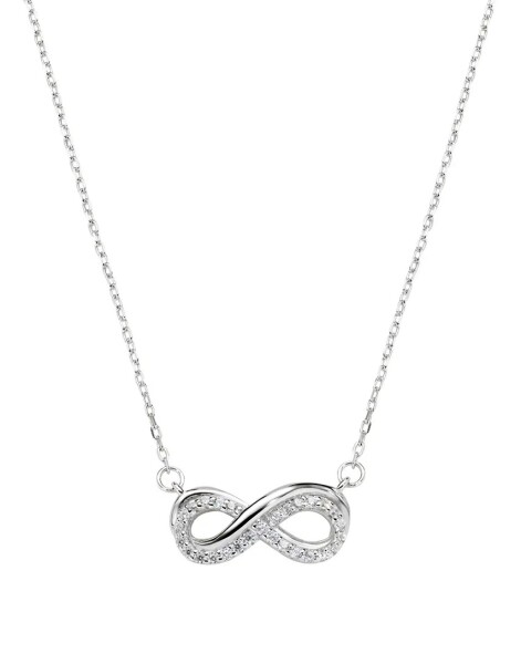 Amen Strieborný dámsky náhrdelník Nekonečno so zirkónmi Love CLINLIBBZ