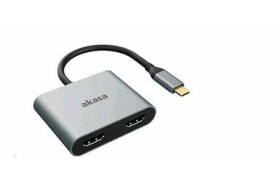 Akasa AK-CBCA26-18BK adaptér šedá / USB-C dokovací adaptér / USB-C 3.0 / 2x HDMI / 4K @ 60Hz (AK-CBCA26-18BK)