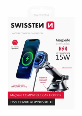 SWISSTEN 65010610 čierna / Magnetický držiak na palubnú dosku / podpora MagSafe (65010610)