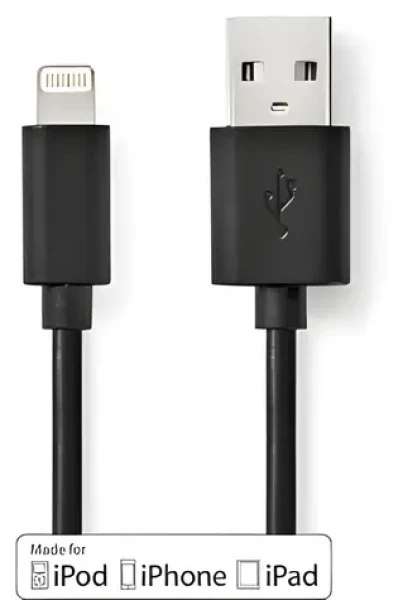 Nedis 1 m čierna / Dátový kábel / USB-A (M) - Lightning (M) / USB 2.0 / 480 Mbps (CCGW39300BK10)