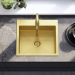 REA REA - Oceľový drez Leo 50 BRUSH GOLD s kuchynskou batériou KPL-96004