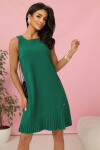308-4 KARINE elegantné trapézové šaty s asymetrickými pásmi - ZELENÉ XL