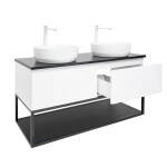 Kúpeľňová skrinka s krycou doskou SAT B-Way 119x30x45 cm biela lesk BWAY120WTKUBF BWAY120WTKUBF