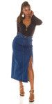 Sexy Musthave Denim Skirt with Slit denimblue