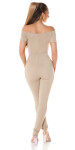 Sexy Koucla must-have jumpsuit Carmen neckline BEIGE M