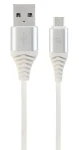 Cablexpert USB-A - Micro-USB bielo-strieborná / USB kábel / opletený / 1 m (CC-USB2B-AMmBM-1M-BW2)