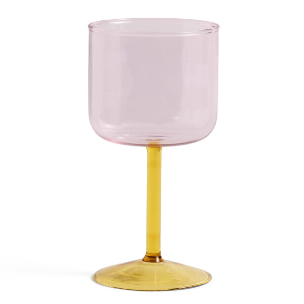 HAY Pohár na víno Tint Pink/Yellow – set 2 ks