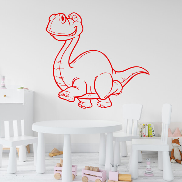 Veselá Stena Samolepka Brontosaurus Farba: červená, Veľkosť: 60 x 56 cm