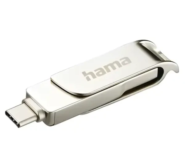 HAMA C-Rotate Pre 64 GB strieborná / Flash disk / USB-C 3.1 / USB-A 3.0 / čítanie: až 70 MB/s