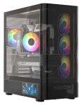 Modecom Volcano AQ400 ARGB čierna / Skriňa / ATX / tvrdené sklo / ARGB podsvietenie / 1x USB-C 3.2 / 2x USB 3.0 (MC-A-AQ400-4FA-B)