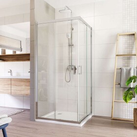 Mereo Sprchovací kút, Lima, štvorec, zasúvací, 90x90 cm, chróm ALU, sklo Číre CK608A23K