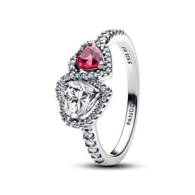 Pandora Strieborný prsteň Trblietavé srdcia s aureolou Timeless 193662C01 60 mm