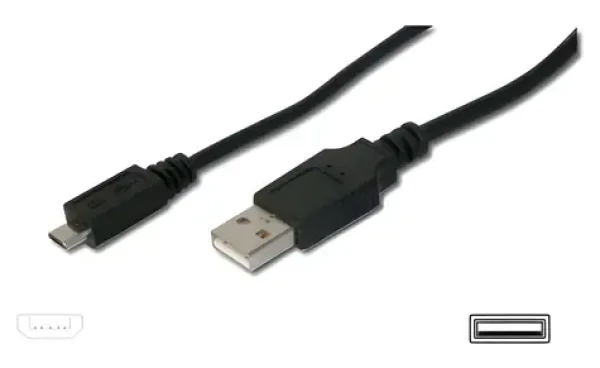 Digitus USB 2.0 / Kábel / USB-A (M) - Micro USB-B (M) / 2x tienený, meď / 3 m (AK-300110-030-S)