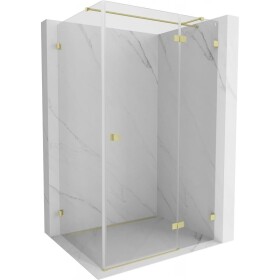MEXEN/S - Lunar T sprchovací kút dvere krídlové pravá 75 x 100, transparent, zlato kartáčovaná 834T-075-100-55-00-P