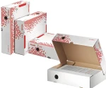 Leitz ESSELTE Archivačný box Speedbox L bielo-červená / Rýchlo-zložiteľný / S vekom / Recyklovaná lepenka (623913)