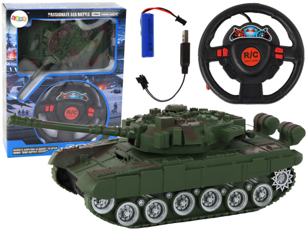 Mamido Tank R/C Diaľkovo ovládaný s osvetlením a zvukom zelený 1:18 27MHz