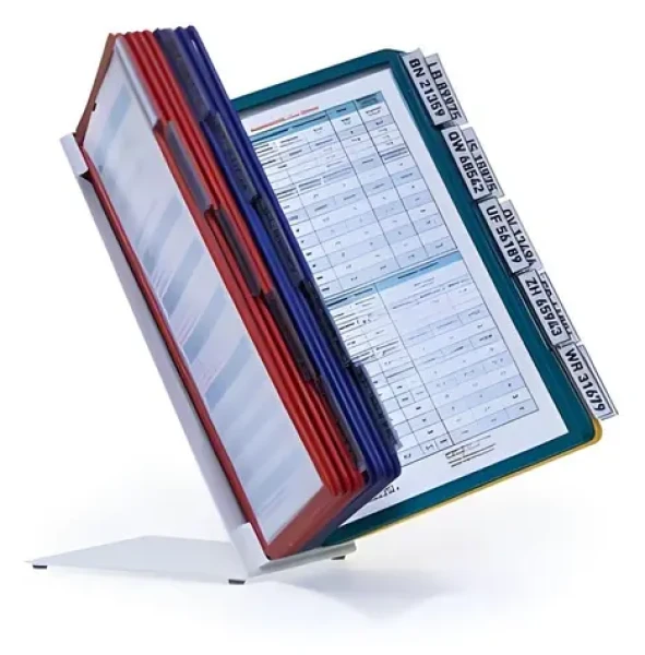 Durable VarioTable Stolný prezentačný stojan / 20 panelov A4 / mix farieb / kov, plast (569900)