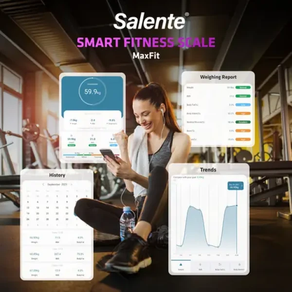 Salente MaxFit čierna / Múdra osobná váha / Bluetooth / do 180 kg / telesná analýza (MAXFIT-BK)