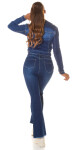 Sexy dark denim used look flarred Jeans denimblue