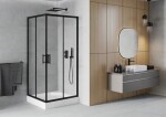 MEXEN/S - Rio štvorcový sprchovací kút 90 x 90, transparent, čierna + vanička Rio 860-090-090-70-00-4510