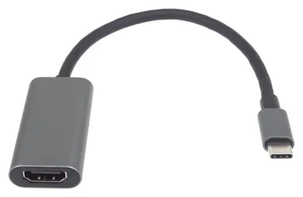 PremiumCord Prevodník USB-C na HDMI sivá / Redukcia / 4K 30Hz / kovové púzdro (ku31hdmi16)