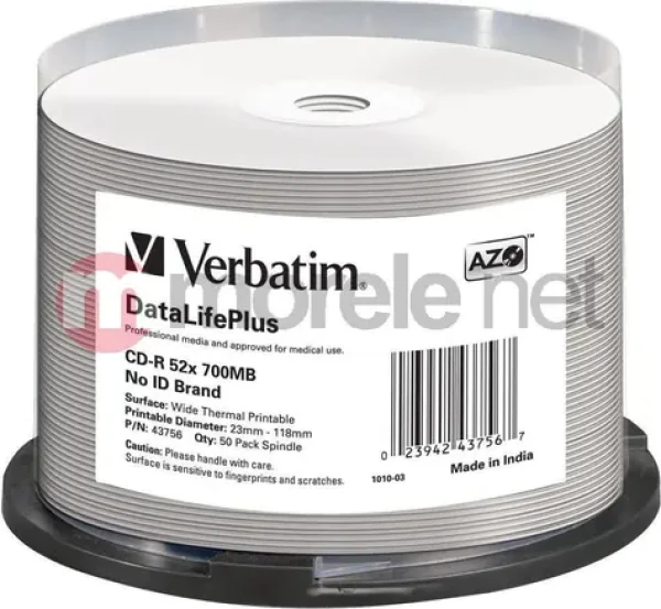 Verbatim CD- R 700 MB 52x 50 kusov / Optické médium / spindl (43756)