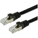Value 21.99.0973 RJ45 sieťové káble, prepojovacie káble CAT 6 F/UTP 3.00 m čierna tienený, plochý, pozlátené kontakty 1 ks; 21.99.0973