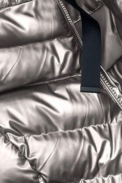 Strieborná metalická dámska zimná bunda (5m778-401) odstíny šedé XL (42)