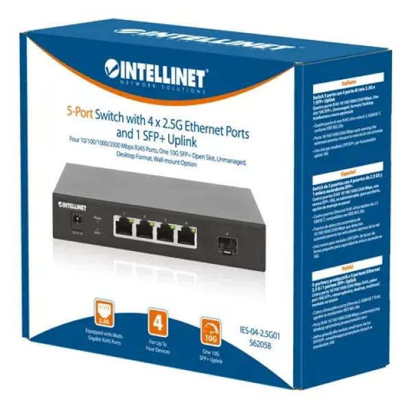 Intellinet Switch 4X 2,5G + 10G SFP+ / 5- Port / Unmanaged / 2500 Mbps (562058)