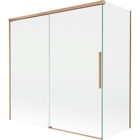 MEXEN/S - Rox vaňová zástena 2-krídlová posuvná 160 + 70 x 150, transparent, měď kartáčovaná 8C9-160-070-65-00