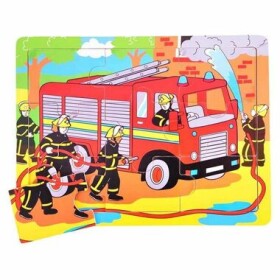 Bigjigs Toys Drevené puzzle hasiči (9 dielikov)