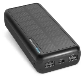 SBS PowerBank 20 000 mAh čierna / Powerbanka / 10 W / Solárny panel / USB-C, 2x USB-A