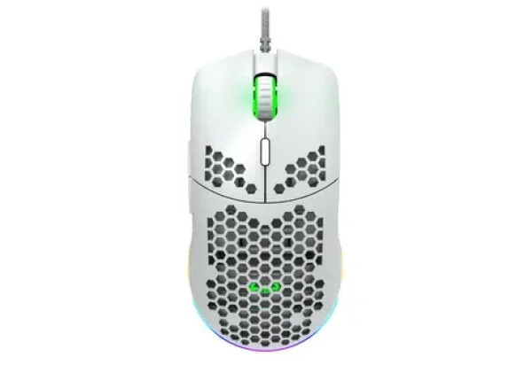Canyon PUNCHER GM-11 biela / Herná optická drôtová myš / až 4200 DPI / 7 tlačidiel / USB-A / RGB / 1.65 m (CND-SGM11W)