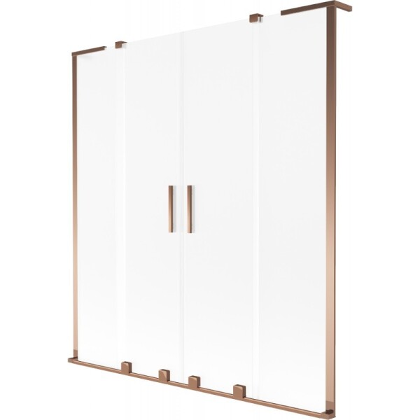 MEXEN/S - Velar L Duo dvojkrídlová posuvná vaňová zástena 140 x 150, dekor, ružové zlato 896-140-003-32-60