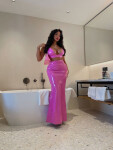 Soo Sexy! Koucla Latexlook Maxiskirt with XL Slit pink S