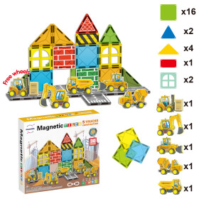 Mamido Mamido Magnetická stavebnica dopravné mesto 30 dielikov, Dopravné, stavebné vozidlá MT1445