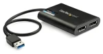 StarTech USB na 2x DisplayPort adaptér čierna / Adaptér / 4K 60Hz / USB Typ-A / kompatibilný s Mac (USB32DP24K60)