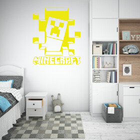Veselá Stena Samolepka Minecraft hra Farba: žlutá, Veľkosť: 40 x 48 cm