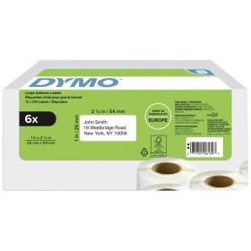 DYMO etikety v roli 25 x 54 mm biela 3000 ks trvalé 2177564 prepravné štítky; 2177564