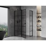 MEXEN/S - Mist Lsprchovací kút päťboký krídlový asymetrický ľavá 100 x 80, čierna kratka, čierna 8A8L-100-080-70-77-L
