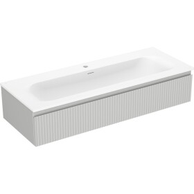 MEXEN/S - Rivel kúpeľňová skrinka 120 cm s umývadlom Vela, 1 šuplík, reliéf, šedá mat/biela mat 91A20-12023-1-BF62-W23M01