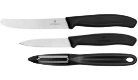 VICTORINOX sada 2 nožov a škrabka na zeleninu čierna / 1x nôž (8cm) / 1x nôž (11cm) / 1x univerzálna škrabka (V-6.71 13.31)