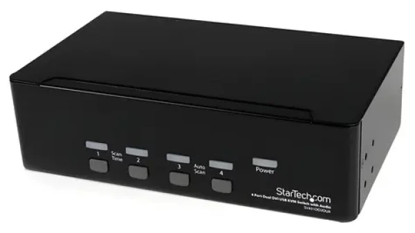StarTech 4-portový Dual DVI USB / KVM prepínač / 4× USB 2.0 / max. 2048×1536 / čierna (SV431DD2DUA)