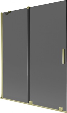 MEXEN/S - Velar dvojkrídlová posuvná vaňová zástena 140 x 150, grafit, zlatá 896-140-000-41-50