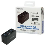 LogiLink USB Hub s čítačkou kariet čierna / USB hub / 3x USB-A / Čítačka SD, microSD, M2, MS, CF (CR0042)