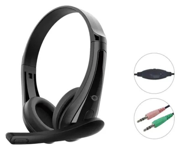 Conceptronic 3,5mm slúchadlá na uši čierna / Slúchadlá / S mikrofónom / 32 Ohm / 1,8 m (POLONA06B3T)