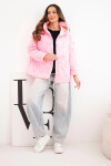 Dámska jarná prešívaná bunda s kapucňou a zipsom candy pink UNI