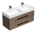 Kúpeľňová skrinka s čiernou úchytkou a umývadlom SAT Cube Way 120x53x46 cm dub Wellington mat CUBE46C1202DWSAT CUBE46C1202DWSAT