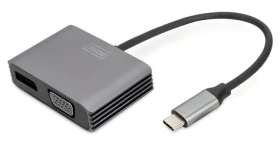 Digitus čierna / Adaptér / USB-C - DisplayPort/VGA / 4K/30Hz / 20 cm (DA-70827)